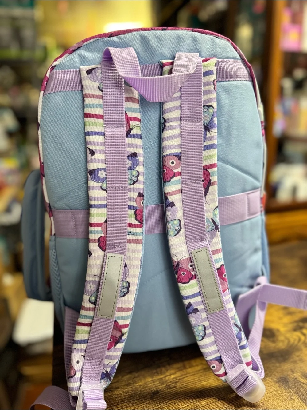 wonder nation Purple and Pink Butterfly Kids Backpack with Flower Charm